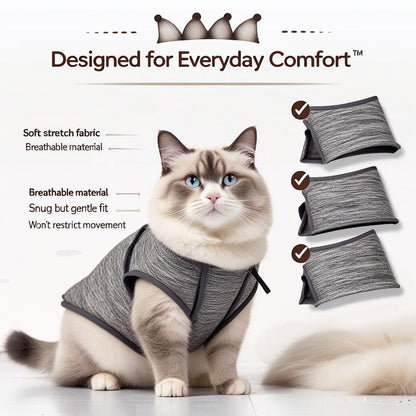 DONGKER Cat Anxiety JacketSelf-Adhesive Adjustable Pet Cat Calming Wrap Shirt for Pet Cats Anxiety Calming Warming Fireworks Separation