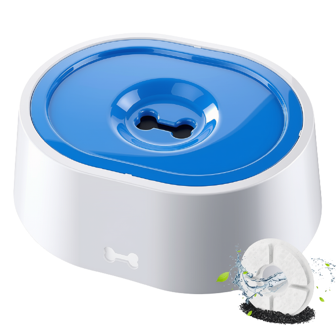 Dog Water Bowl No Spill 2L/70oz Spill Proof Dog Water Bowl Slow Water Feeder for Dogs No Splash Pet Water Bowl Dispenser for Messy Drinkers Vehicle Travel Dog Water BowlBPA Free